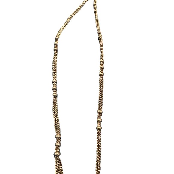 J Crew Gold Tone Rhinestone Seahorse Pendant Beaded Satellite Chain Necklace 27” - Picture 3 of 6